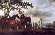 George Stubbs, Mares and Foals in a Landscape.